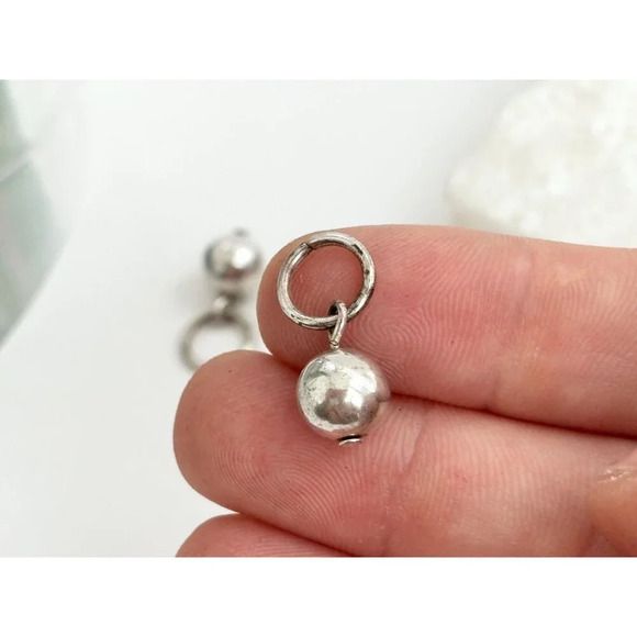 Tiny Dainty silver tone Ball Shaped Vintage Pendant | Charm | Trinket - Picture 7 of 9